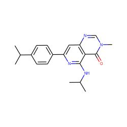 CC(C)Nc1nc(-c2ccc(C(C)C)cc2)cc2ncn(C)c(=O)c12 ZINC000115136562