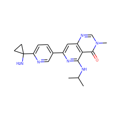 CC(C)Nc1nc(-c2ccc(C3(N)CC3)nc2)cc2ncn(C)c(=O)c12 ZINC000115622591