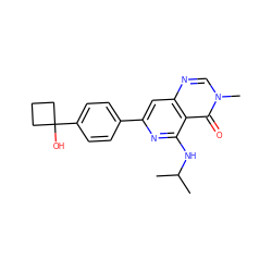 CC(C)Nc1nc(-c2ccc(C3(O)CCC3)cc2)cc2ncn(C)c(=O)c12 ZINC000115624162