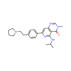 CC(C)Nc1nc(-c2ccc(CCN3CCCC3)cc2)cc2ncn(C)c(=O)c12 ZINC000115626298