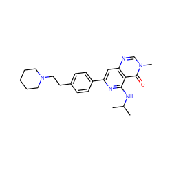 CC(C)Nc1nc(-c2ccc(CCN3CCCCC3)cc2)cc2ncn(C)c(=O)c12 ZINC000115625532