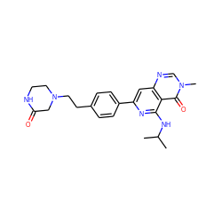 CC(C)Nc1nc(-c2ccc(CCN3CCNC(=O)C3)cc2)cc2ncn(C)c(=O)c12 ZINC000115622246