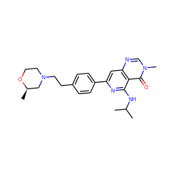 CC(C)Nc1nc(-c2ccc(CCN3CCO[C@H](C)C3)cc2)cc2ncn(C)c(=O)c12 ZINC000115624785