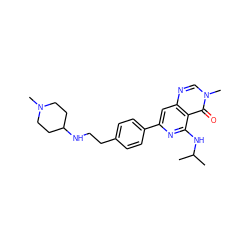 CC(C)Nc1nc(-c2ccc(CCNC3CCN(C)CC3)cc2)cc2ncn(C)c(=O)c12 ZINC000115625310