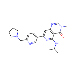 CC(C)Nc1nc(-c2ccc(CN3CCCC3)nc2)cc2ncn(C)c(=O)c12 ZINC000115626050