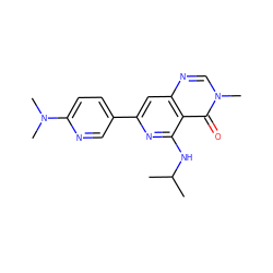 CC(C)Nc1nc(-c2ccc(N(C)C)nc2)cc2ncn(C)c(=O)c12 ZINC000115626180