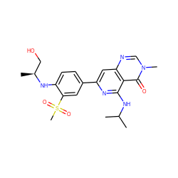 CC(C)Nc1nc(-c2ccc(N[C@@H](C)CO)c(S(C)(=O)=O)c2)cc2ncn(C)c(=O)c12 ZINC000115622910