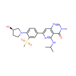 CC(C)Nc1nc(-c2ccc(N3CC[C@@H](O)C3)c(S(C)(=O)=O)c2)cc2ncn(C)c(=O)c12 ZINC000115625384