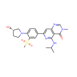 CC(C)Nc1nc(-c2ccc(N3CC[C@H](O)C3)c(S(C)(=O)=O)c2)cc2ncn(C)c(=O)c12 ZINC000143436665