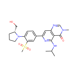 CC(C)Nc1nc(-c2ccc(N3CCC[C@@H]3CO)c(S(C)(=O)=O)c2)cc2ncn(C)c(=O)c12 ZINC000115622702