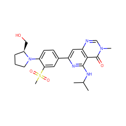 CC(C)Nc1nc(-c2ccc(N3CCC[C@H]3CO)c(S(C)(=O)=O)c2)cc2ncn(C)c(=O)c12 ZINC000115625164