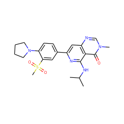 CC(C)Nc1nc(-c2ccc(N3CCCC3)c(S(C)(=O)=O)c2)cc2ncn(C)c(=O)c12 ZINC000115624064