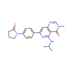 CC(C)Nc1nc(-c2ccc(N3CCCC3=O)cc2)cc2ncn(C)c(=O)c12 ZINC000115622320