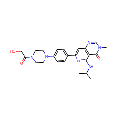 CC(C)Nc1nc(-c2ccc(N3CCN(C(=O)CO)CC3)cc2)cc2ncn(C)c(=O)c12 ZINC000115622333