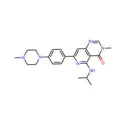 CC(C)Nc1nc(-c2ccc(N3CCN(C)CC3)cc2)cc2ncn(C)c(=O)c12 ZINC000115624421