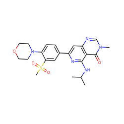 CC(C)Nc1nc(-c2ccc(N3CCOCC3)c(S(C)(=O)=O)c2)cc2ncn(C)c(=O)c12 ZINC000115625034