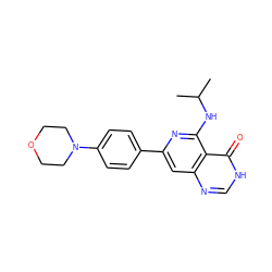 CC(C)Nc1nc(-c2ccc(N3CCOCC3)cc2)cc2nc[nH]c(=O)c12 ZINC000115624783