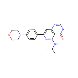 CC(C)Nc1nc(-c2ccc(N3CCOCC3)cc2)cc2ncn(C)c(=O)c12 ZINC000115626202