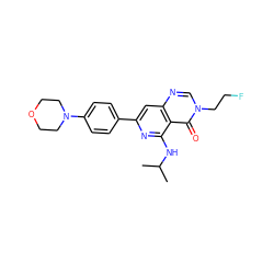 CC(C)Nc1nc(-c2ccc(N3CCOCC3)cc2)cc2ncn(CCF)c(=O)c12 ZINC000115624843