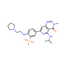 CC(C)Nc1nc(-c2ccc(NCCN3CCCC3)c(S(C)(=O)=O)c2)cc2ncn(C)c(=O)c12 ZINC000115621861