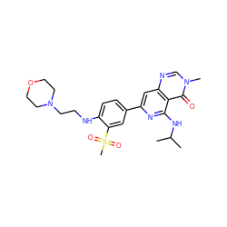 CC(C)Nc1nc(-c2ccc(NCCN3CCOCC3)c(S(C)(=O)=O)c2)cc2ncn(C)c(=O)c12 ZINC000115622037