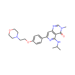 CC(C)Nc1nc(-c2ccc(OCCN3CCOCC3)cc2)cc2ncn(C)c(=O)c12 ZINC000115623892