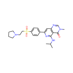 CC(C)Nc1nc(-c2ccc(S(=O)(=O)CCN3CCCC3)cc2)cc2ncn(C)c(=O)c12 ZINC000115624336