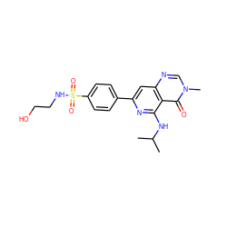 CC(C)Nc1nc(-c2ccc(S(=O)(=O)NCCO)cc2)cc2ncn(C)c(=O)c12 ZINC000144798183