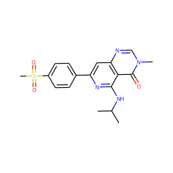 CC(C)Nc1nc(-c2ccc(S(C)(=O)=O)cc2)cc2ncn(C)c(=O)c12 ZINC000144801950