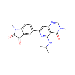 CC(C)Nc1nc(-c2ccc3c(c2)C(=O)C(=O)N3C)cc2ncn(C)c(=O)c12 ZINC000115623370