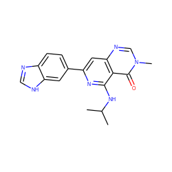 CC(C)Nc1nc(-c2ccc3nc[nH]c3c2)cc2ncn(C)c(=O)c12 ZINC000115625941