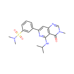 CC(C)Nc1nc(-c2cccc(S(=O)(=O)N(C)C)c2)cc2ncn(C)c(=O)c12 ZINC000115624223