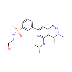 CC(C)Nc1nc(-c2cccc(S(=O)(=O)NCCO)c2)cc2ncn(C)c(=O)c12 ZINC000144797744