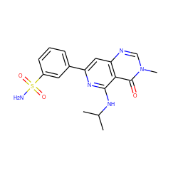 CC(C)Nc1nc(-c2cccc(S(N)(=O)=O)c2)cc2ncn(C)c(=O)c12 ZINC000115625440