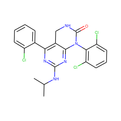 CC(C)Nc1nc(-c2ccccc2Cl)c2c(n1)N(c1c(Cl)cccc1Cl)C(=O)NC2 ZINC000014962932