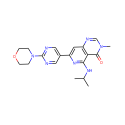 CC(C)Nc1nc(-c2cnc(N3CCOCC3)nc2)cc2ncn(C)c(=O)c12 ZINC000115624048