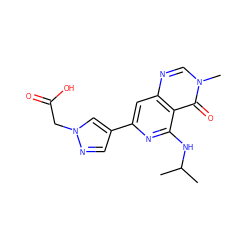 CC(C)Nc1nc(-c2cnn(CC(=O)O)c2)cc2ncn(C)c(=O)c12 ZINC000115621990