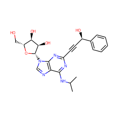 CC(C)Nc1nc(C#C[C@@H](O)c2ccccc2)nc2c1ncn2[C@@H]1O[C@H](CO)[C@@H](O)[C@H]1O ZINC000013475059