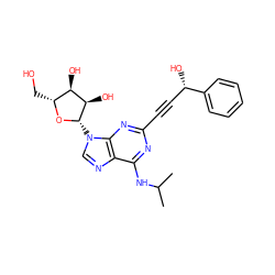 CC(C)Nc1nc(C#C[C@H](O)c2ccccc2)nc2c1ncn2[C@@H]1O[C@H](CO)[C@@H](O)[C@H]1O ZINC000013475060