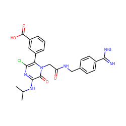 CC(C)Nc1nc(Cl)c(-c2cccc(C(=O)O)c2)n(CC(=O)NCc2ccc(C(=N)N)cc2)c1=O ZINC000013527110