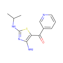 CC(C)Nc1nc(N)c(C(=O)c2cccnc2)s1 ZINC000095921014