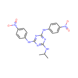 CC(C)Nc1nc(Nc2ccc([N+](=O)[O-])cc2)nc(Nc2ccc([N+](=O)[O-])cc2)n1 ZINC001772614818