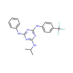 CC(C)Nc1nc(Nc2ccccc2)nc(Nc2ccc(C(F)(F)F)cc2)n1 ZINC001772576301