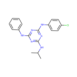 CC(C)Nc1nc(Nc2ccccc2)nc(Nc2ccc(Cl)cc2)n1 ZINC001772614726