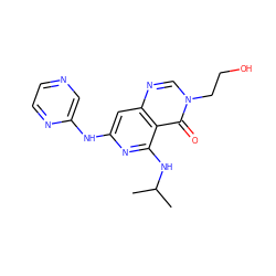 CC(C)Nc1nc(Nc2cnccn2)cc2ncn(CCO)c(=O)c12 ZINC000115624811