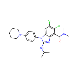 CC(C)Nc1nc2c(C(=O)N(C)C)c(Cl)c(Cl)cc2n1-c1ccc(N2CCCCC2)cc1 ZINC000095584221