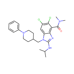 CC(C)Nc1nc2c(C(=O)N(C)C)c(Cl)c(Cl)cc2n1CC1CCN(c2ccccc2)CC1 ZINC000095581159