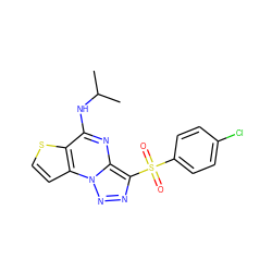 CC(C)Nc1nc2c(S(=O)(=O)c3ccc(Cl)cc3)nnn2c2ccsc12 ZINC000004316478