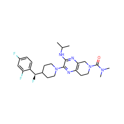 CC(C)Nc1nc2c(nc1N1CCC([C@@H](F)c3ccc(F)cc3F)CC1)CCN(C(=O)N(C)C)C2 ZINC001772602029