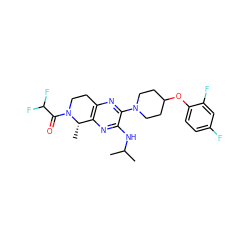 CC(C)Nc1nc2c(nc1N1CCC(Oc3ccc(F)cc3F)CC1)CCN(C(=O)C(F)F)[C@H]2C ZINC001772577784